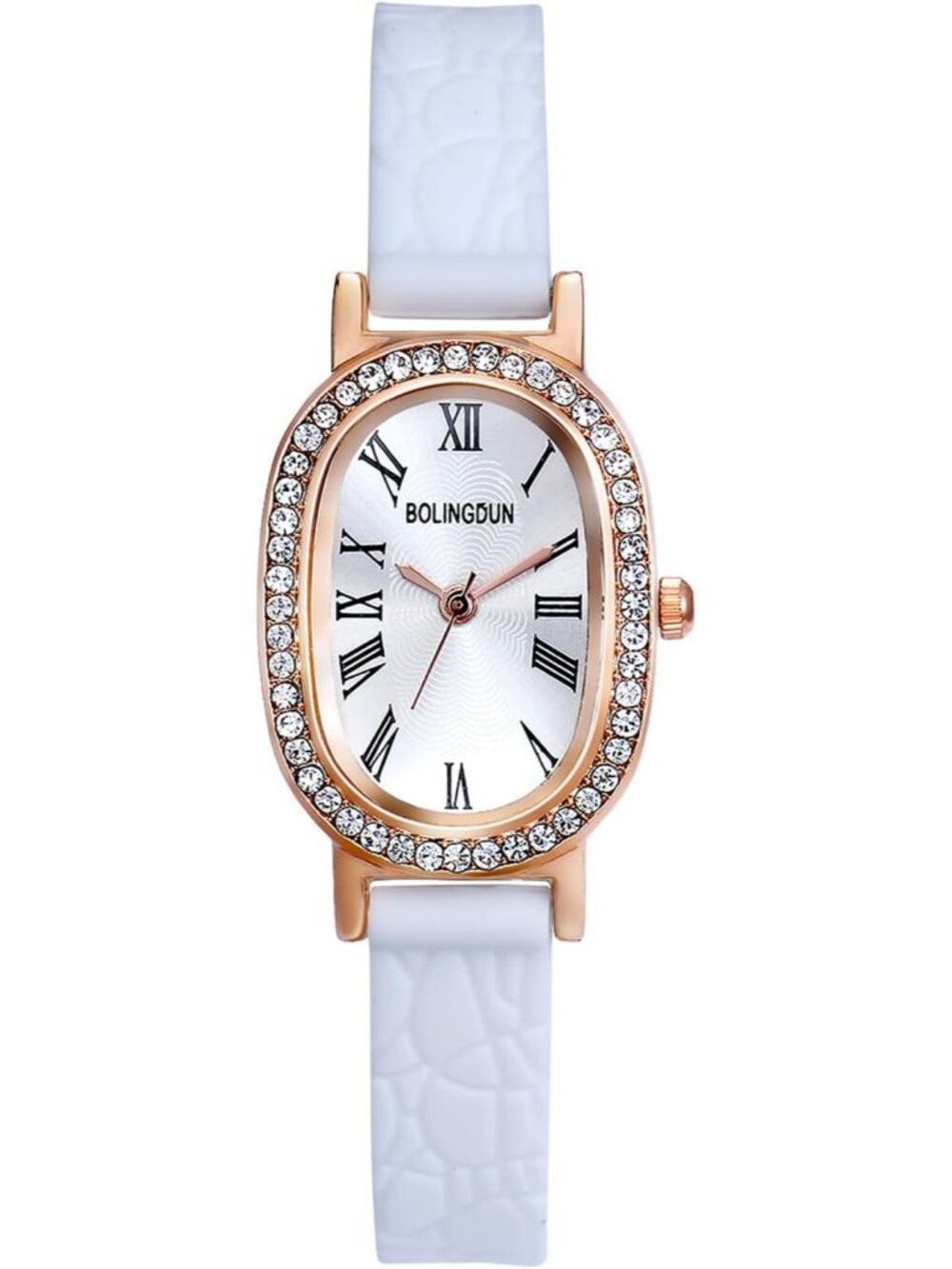 Women's White Analog Quartz Leather Simple Petite Oval Classic Casual Watch